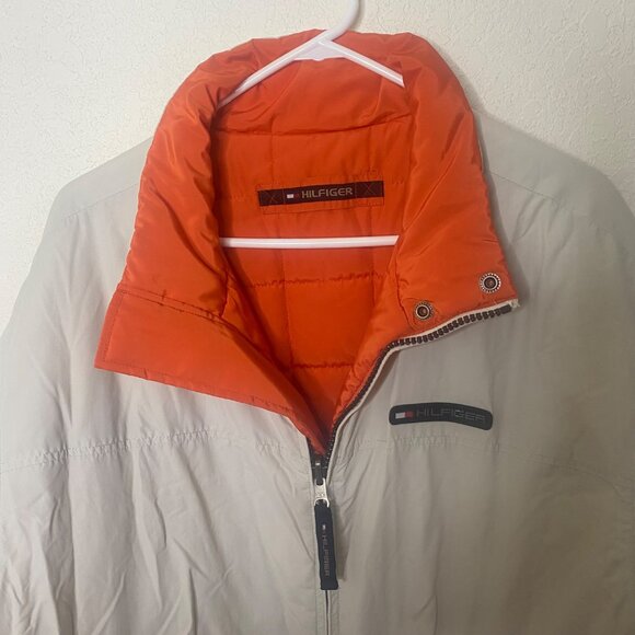 Vtg Tommy Hilfiger Reversible Puffer Jacket Mens XL Beige & Orange Outdoor Utili - Picture 6 of 16